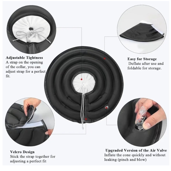 BABYLTRL Dog Cone Collar for After Surgery in Black Size XL - Picture 5 of 5